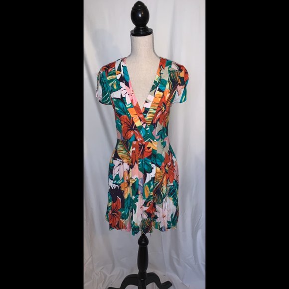 tropical wrap dress